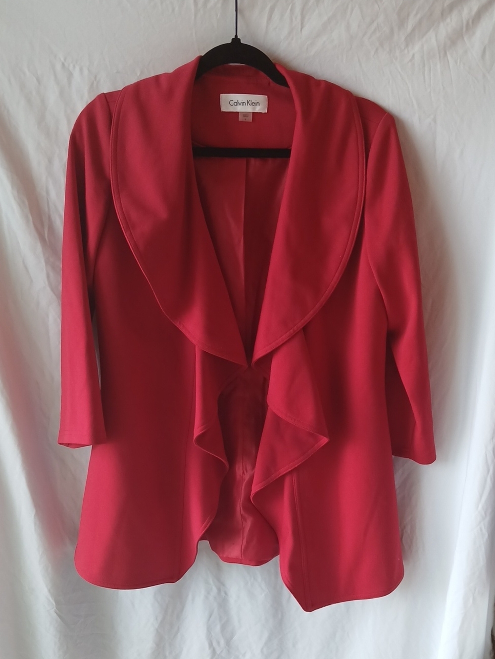Calvin Klein Crimson Open-Front Drape Jacket